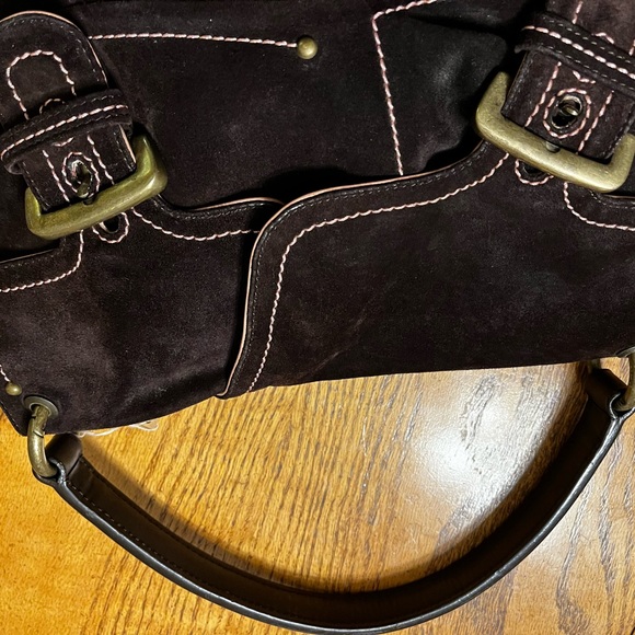 Karl Mannise, made in Italy. Pink and Brown Suede Purse - Picture 9 of 13